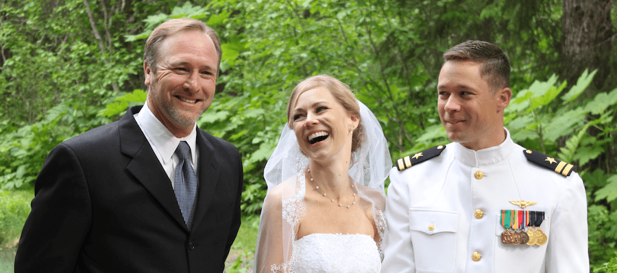 Couple exchanging vows